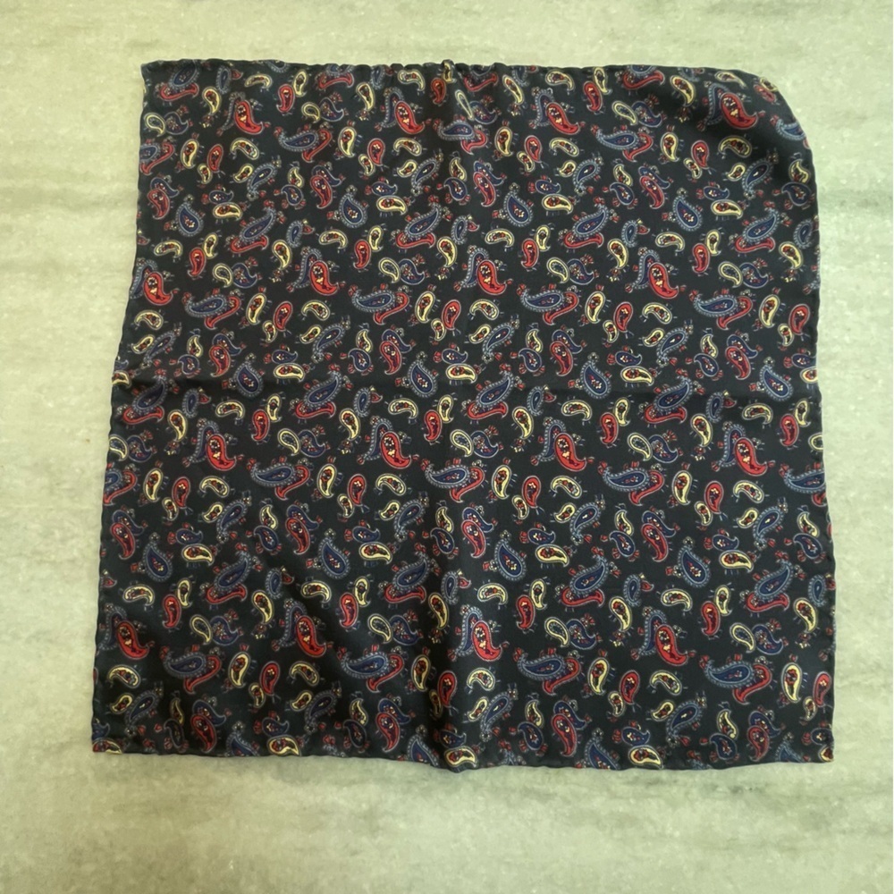 Vintage Hilditch and Key Silk Scarf Paisley Blue